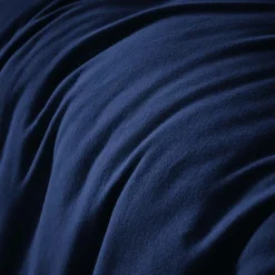 EMINZA Housse de couette flanelle de coton (200 x 200 cm) Nina Bleu nuit