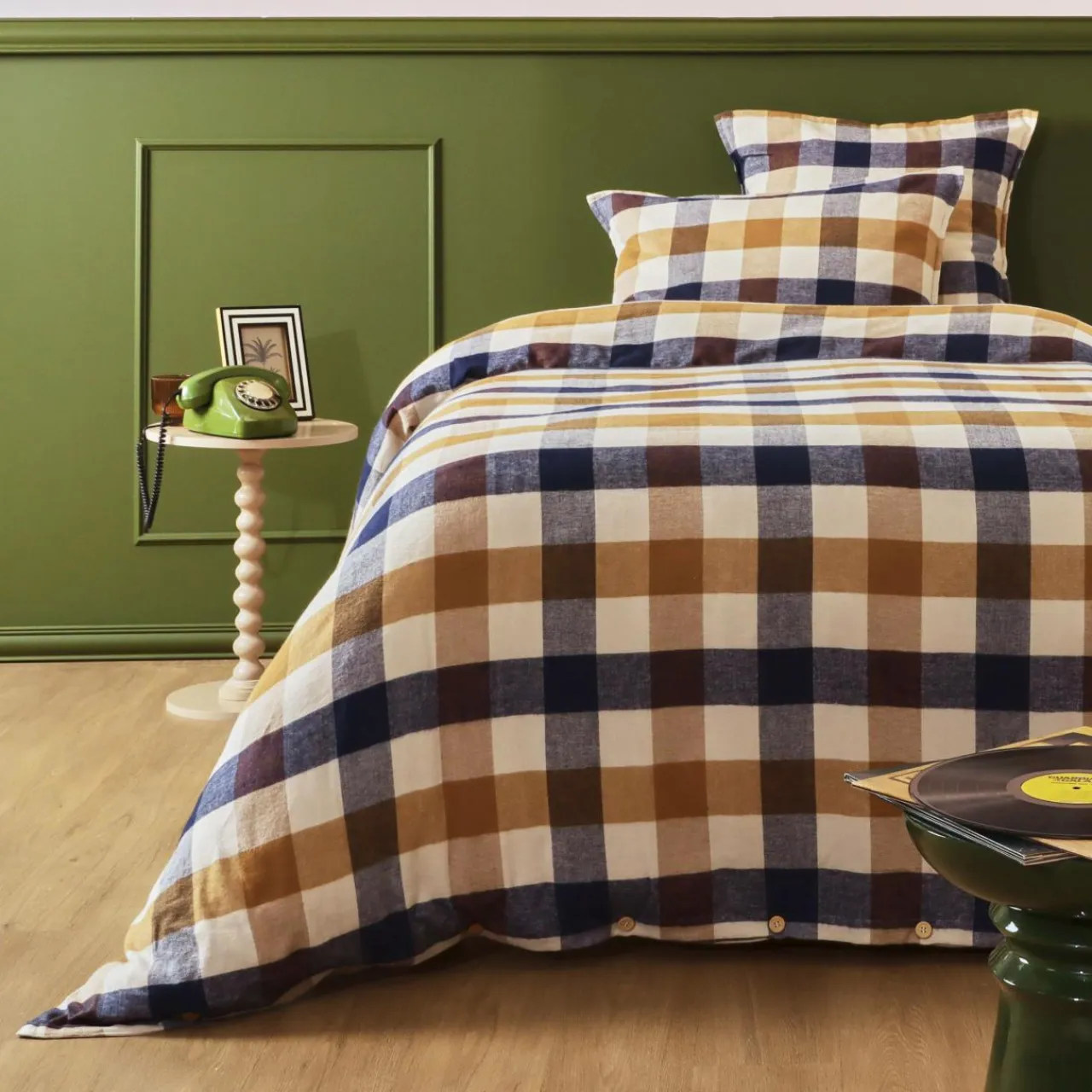 EMINZA Housse de couette flanelle de coton (140 x 200 cm) Nina carreaux Multicolore Carreau Multicolore Sale