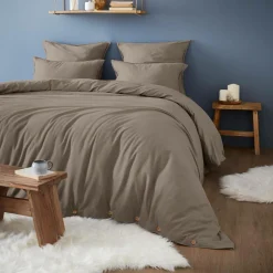 EMINZA Housse de couette flanelle de coton (200 x 200 cm) Nina Ficelle Best