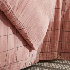 EMINZA Housse de couette gaze de coton (200 x 200 cm) Gaïa Match Rose Pêche