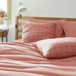 EMINZA Housse de couette gaze de coton (200 x 200 cm) Gaïa Match Rose Pêche
