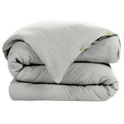 EMINZA Housse de couette gaze de coton (140 x 200 cm) Gaïa Gris nuage Gris clair