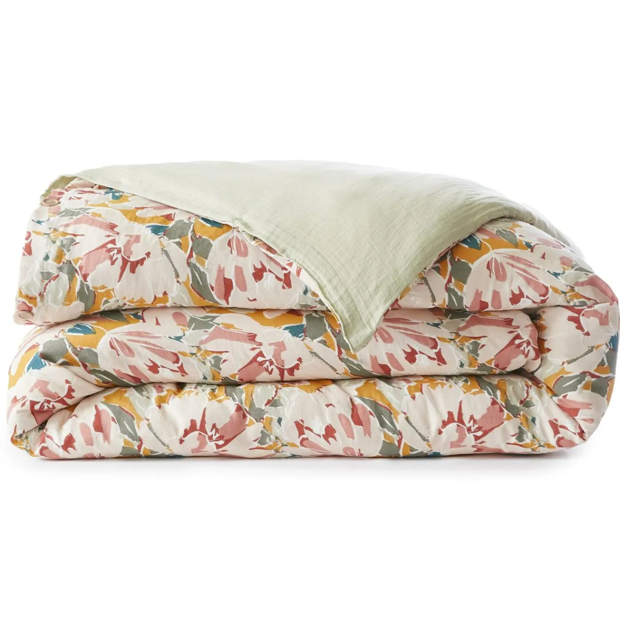 EMINZA Housse de couette gaze de coton (140 x 200 cm) April Multicolore New