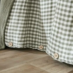EMINZA Housse de couette gaze de coton (240 x 220 cm) Gaïa vichy Vert romarin Best