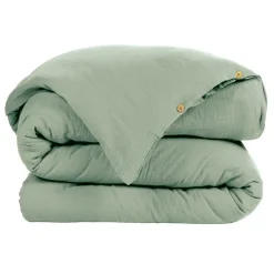 EMINZA Housse de couette gaze de coton (140 x 200 cm) Gaïa Vert Eucalyptus Sale