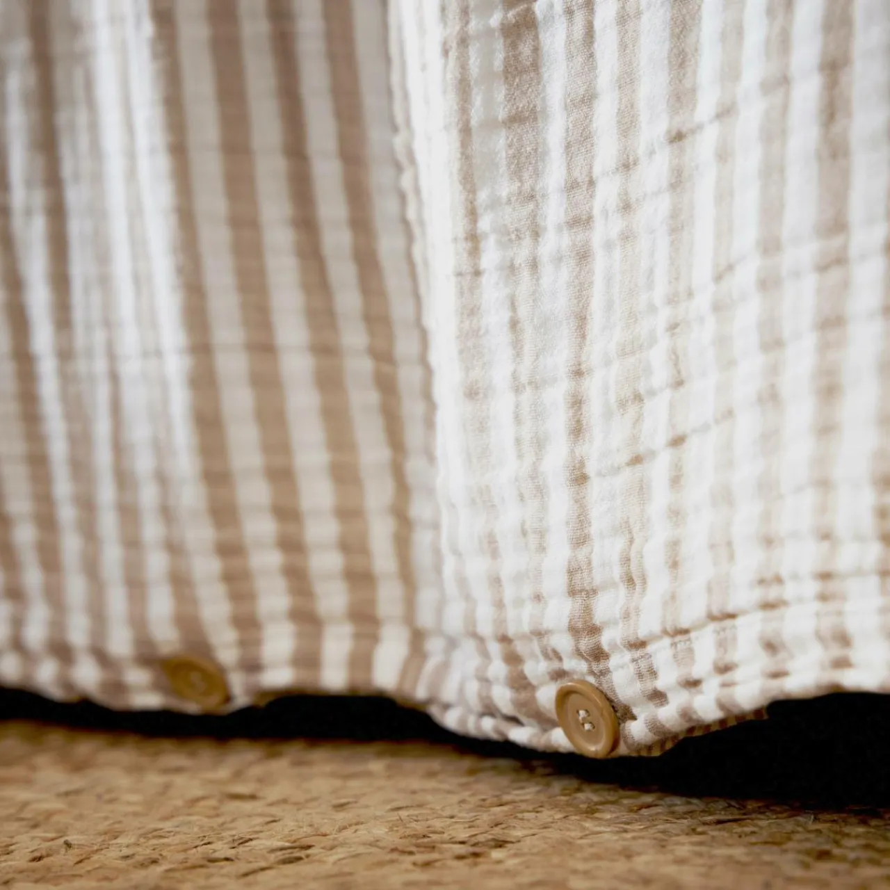 EMINZA Housse de couette gaze de coton (260 x 240 cm) Gaïa rayures Ficelle Rayure Ficelle