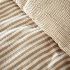 EMINZA Housse de couette gaze de coton (280 x 240 cm) Gaïa rayures Ficelle Rayure Ficelle Sale