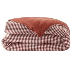 EMINZA Housse de couette gaze de coton (280 x 240 cm) Gaïa Vichy terracotta Outlet