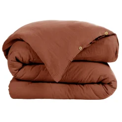 EMINZA Housse de couette gaze de coton (240 x 220 cm) Gaïa Terracotta Hot