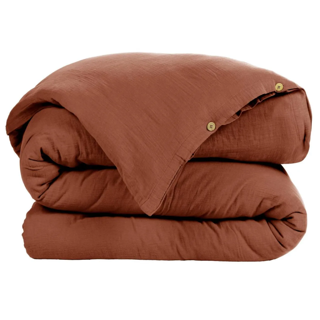 EMINZA Housse de couette gaze de coton (240 x 220 cm) Gaïa Terracotta Hot