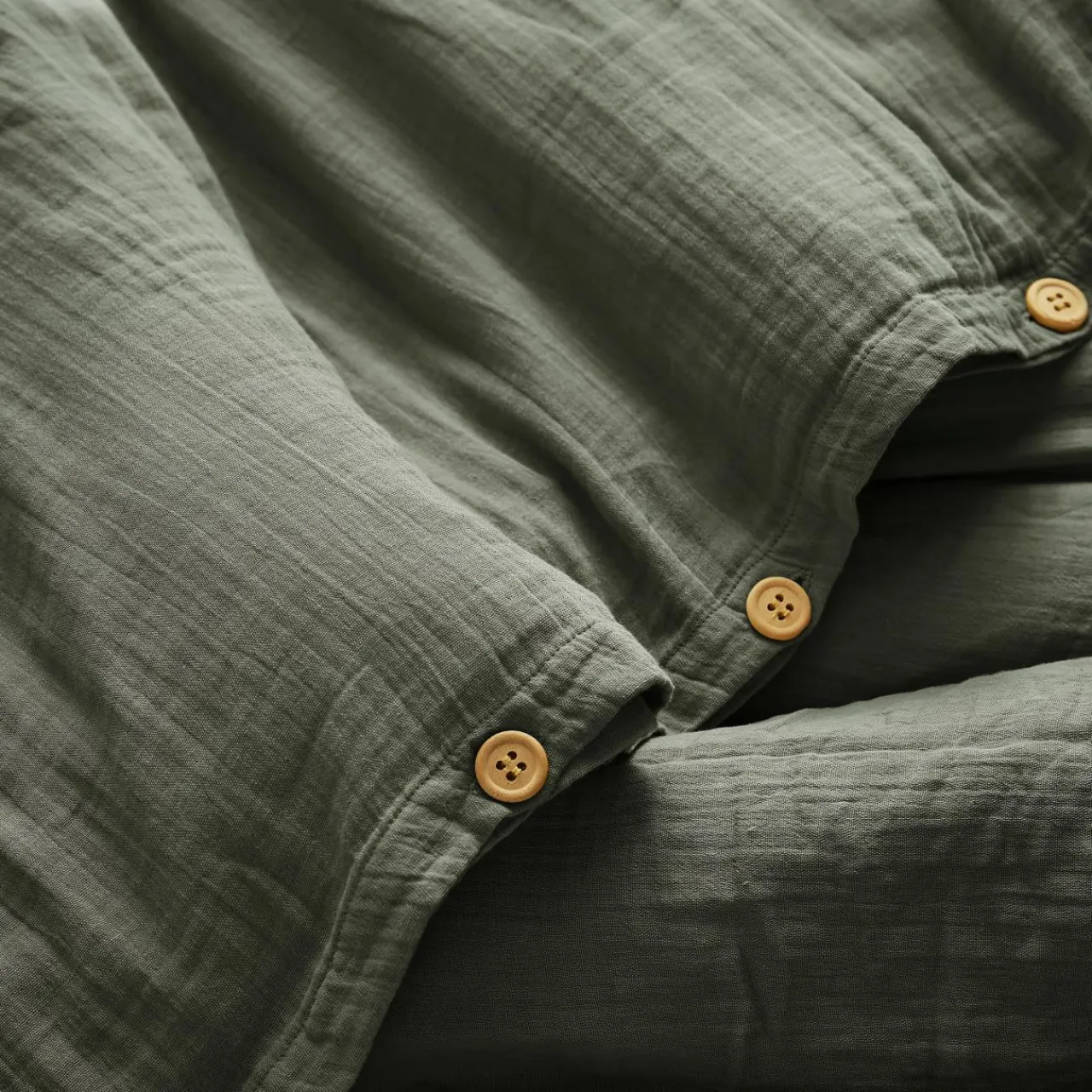 EMINZA Housse de couette gaze de coton (280 x 240 cm) Gaïa Vert romarin Clearance