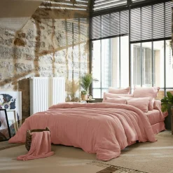 EMINZA Housse de couette gaze de coton (200 x 200 cm) Gaïa Rose Pêche Outlet