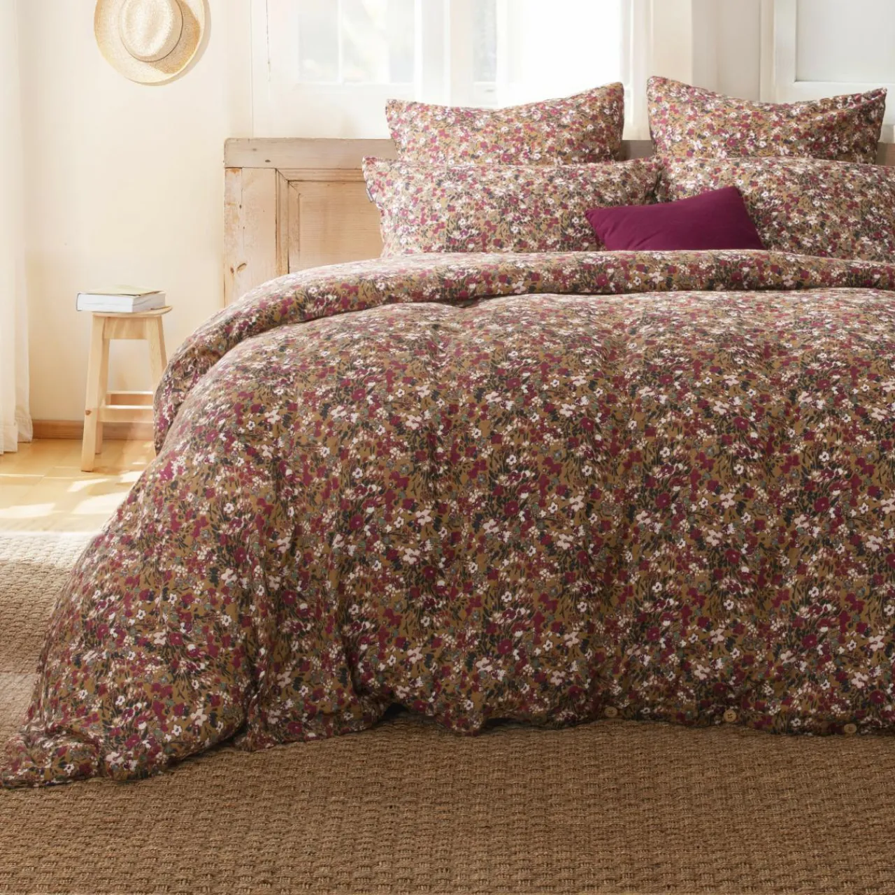EMINZA Housse de couette gaze de coton (260 x 240 cm) Constance Camel Hot