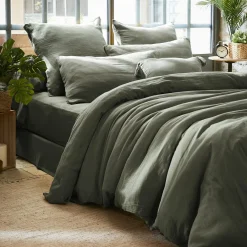EMINZA Housse de couette gaze de coton (240 x 220 cm) Gaïa Vert romarin Outlet