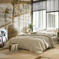 EMINZA Housse de couette gaze de coton (280 x 240 cm) Gaïa pampa Beige Best