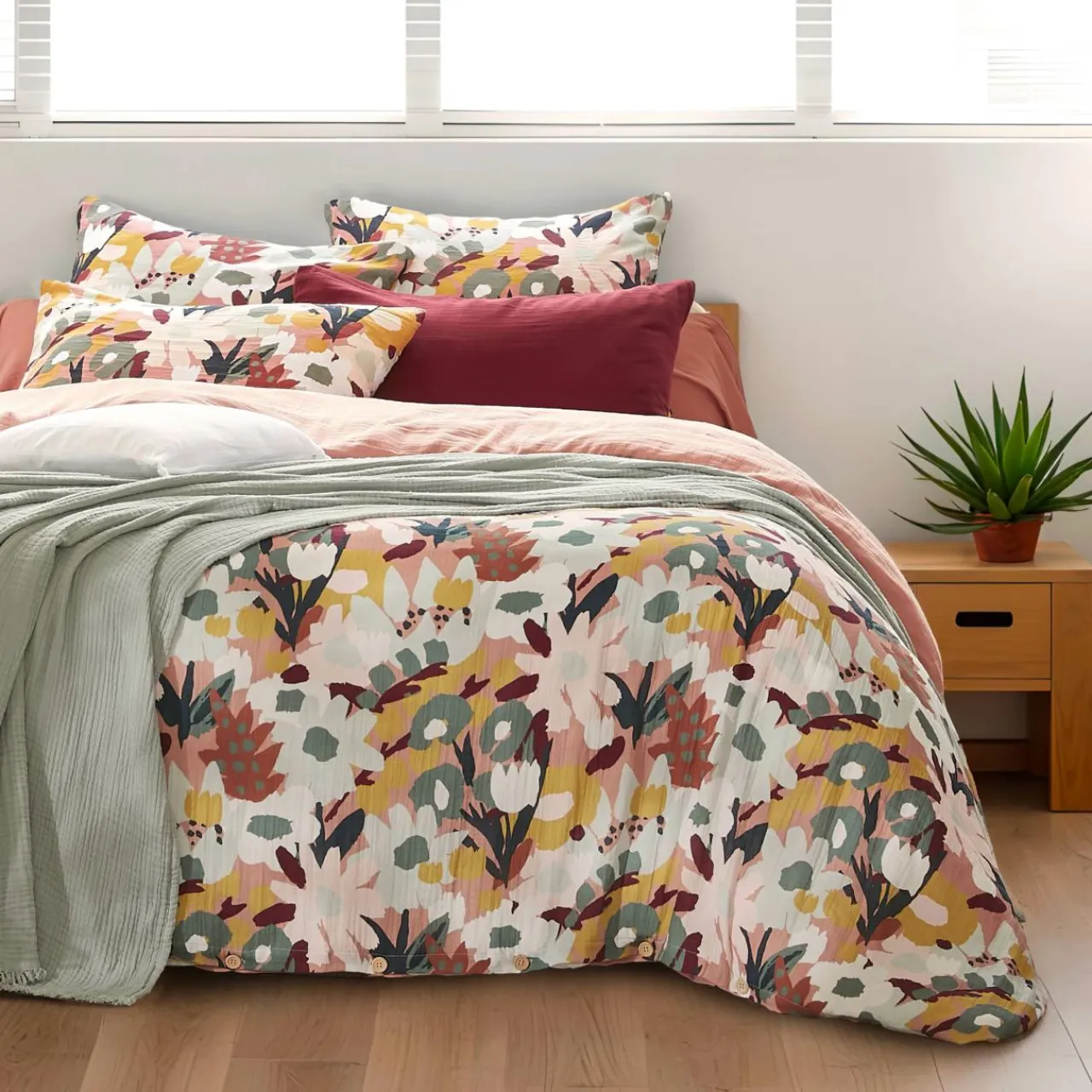 EMINZA Housse de couette gaze de coton (260 x 240 cm) Azel Multicolore Outlet