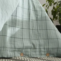 EMINZA Housse de couette gaze de coton (240 x 220 cm) Gaïa Match Vert Eucalyptus