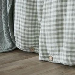 EMINZA Housse de couette gaze de coton (280 x 240 cm) Gaïa vichy Vert eucalyptus Vichy eucalyptus Hot
