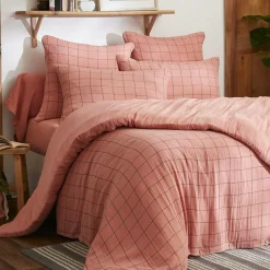 EMINZA Housse de couette gaze de coton (240 x 220 cm) Gaïa Match Rose Pêche Online