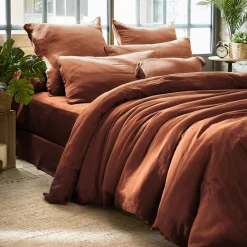 EMINZA Housse de couette gaze de coton (200 x 200 cm) Gaïa Terracotta Clearance