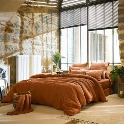 EMINZA Housse de couette gaze de coton (240 x 220 cm) Gaïa Abricot Online