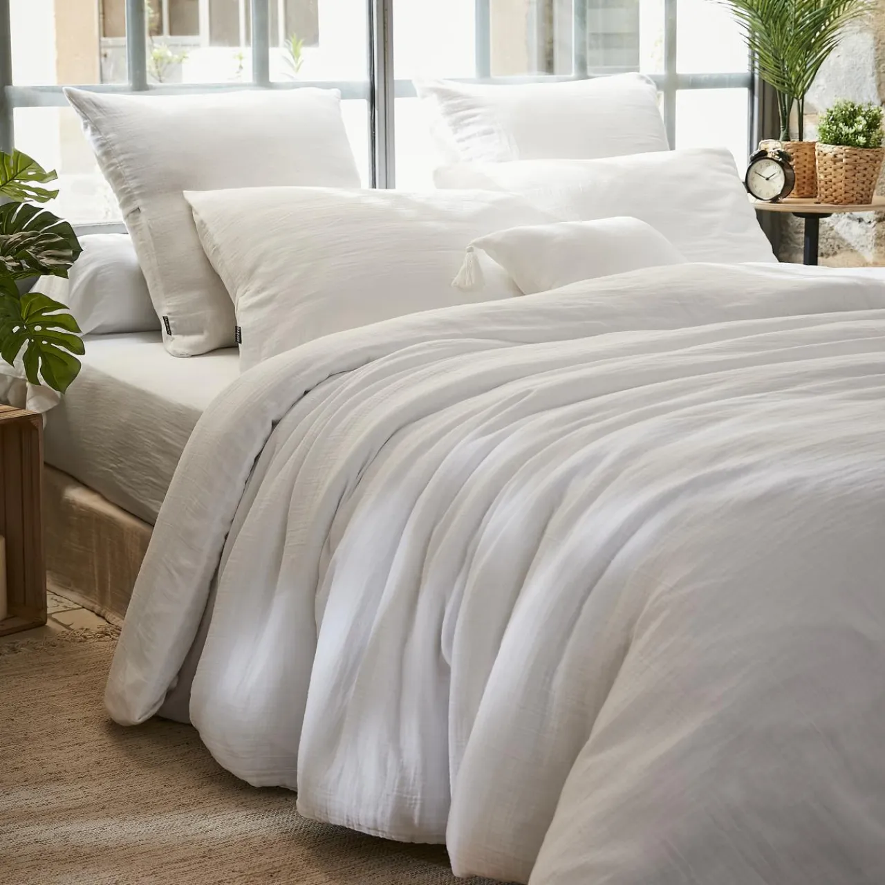 EMINZA Housse de couette gaze de coton (260 x 240 cm) Gaïa chantilly Blanc Online