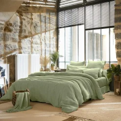 EMINZA Housse de couette gaze de coton (240 x 220 cm) Gaïa Vert tilleul