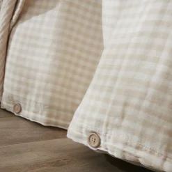 EMINZA Housse de couette gaze de coton (260 x 240 cm) Gaïa vichy Beige Outlet