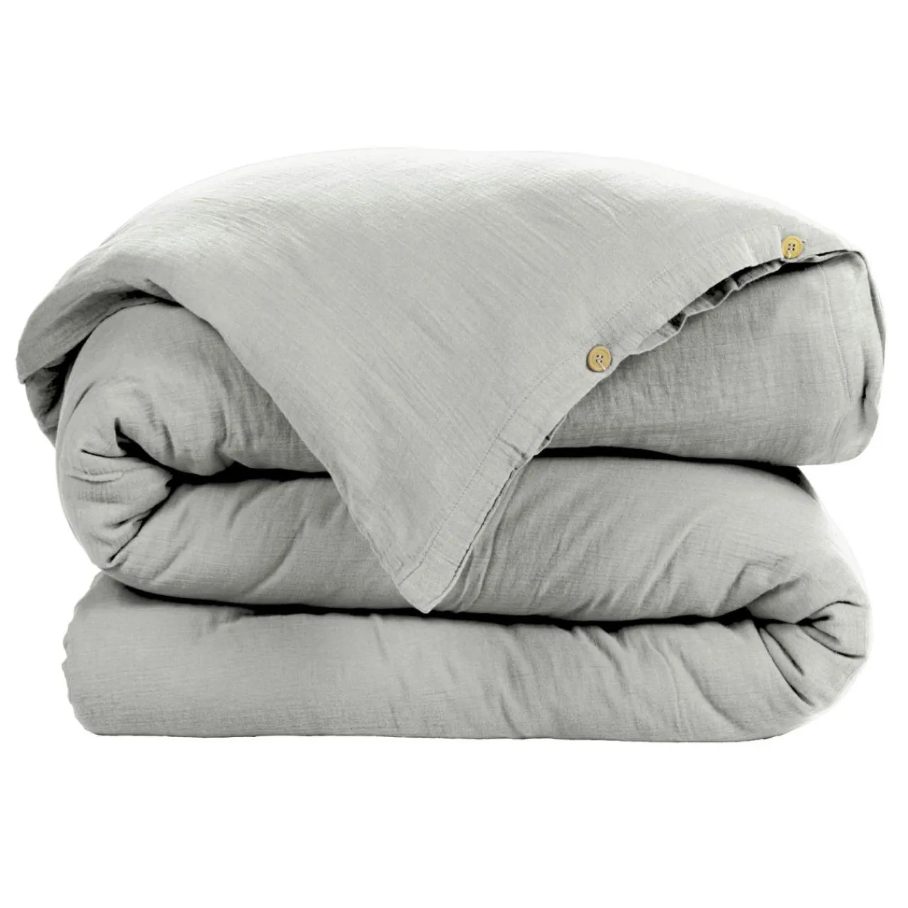 EMINZA Housse de couette gaze de coton (240 x 220 cm) Gaïa Gris nuage Gris clair