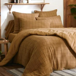 EMINZA Housse de couette gaze de coton (260 x 240 cm) Gaïa Match Camel