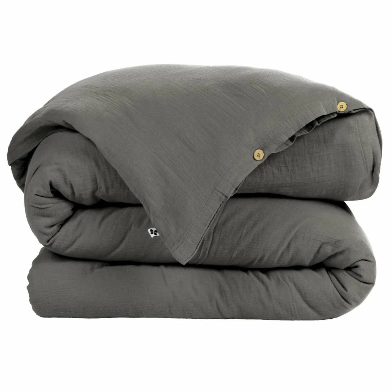 EMINZA Housse de couette gaze de coton (280 x 240 cm) Gaïa Gris granit Gris foncé Sale