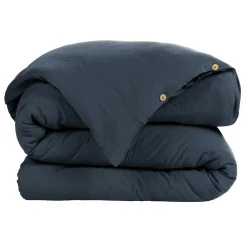 EMINZA Housse de couette gaze de coton (280 x 240 cm) Gaïa Bleu nuit Sale