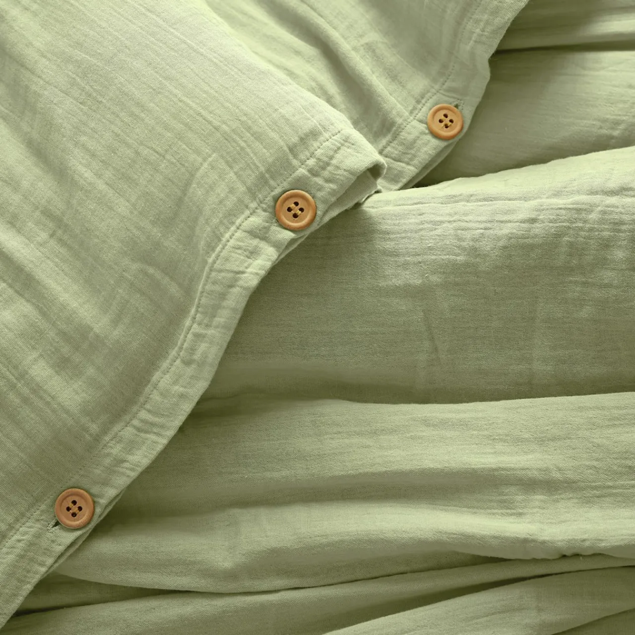 EMINZA Housse de couette gaze de coton (200 x 200 cm) Gaïa Vert tilleul Hot