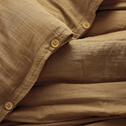 EMINZA Housse de couette gaze de coton (280 x 240 cm) Gaïa Camel Discount