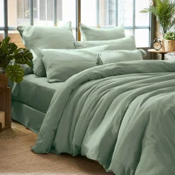 EMINZA Housse de couette gaze de coton (280 x 240 cm) Gaïa Vert Eucalyptus New