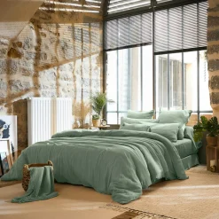 EMINZA Housse de couette gaze de coton (280 x 240 cm) Gaïa Vert Eucalyptus New