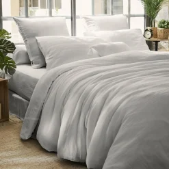 EMINZA Housse de couette gaze de coton (280 x 240 cm) Gaïa Gris nuage Gris clair Clearance