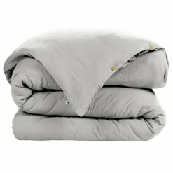 EMINZA Housse de couette gaze de coton (280 x 240 cm) Gaïa Gris nuage Gris clair Clearance
