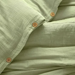 EMINZA Housse de couette gaze de coton (140 x 200 cm) Gaïa Vert tilleul Best