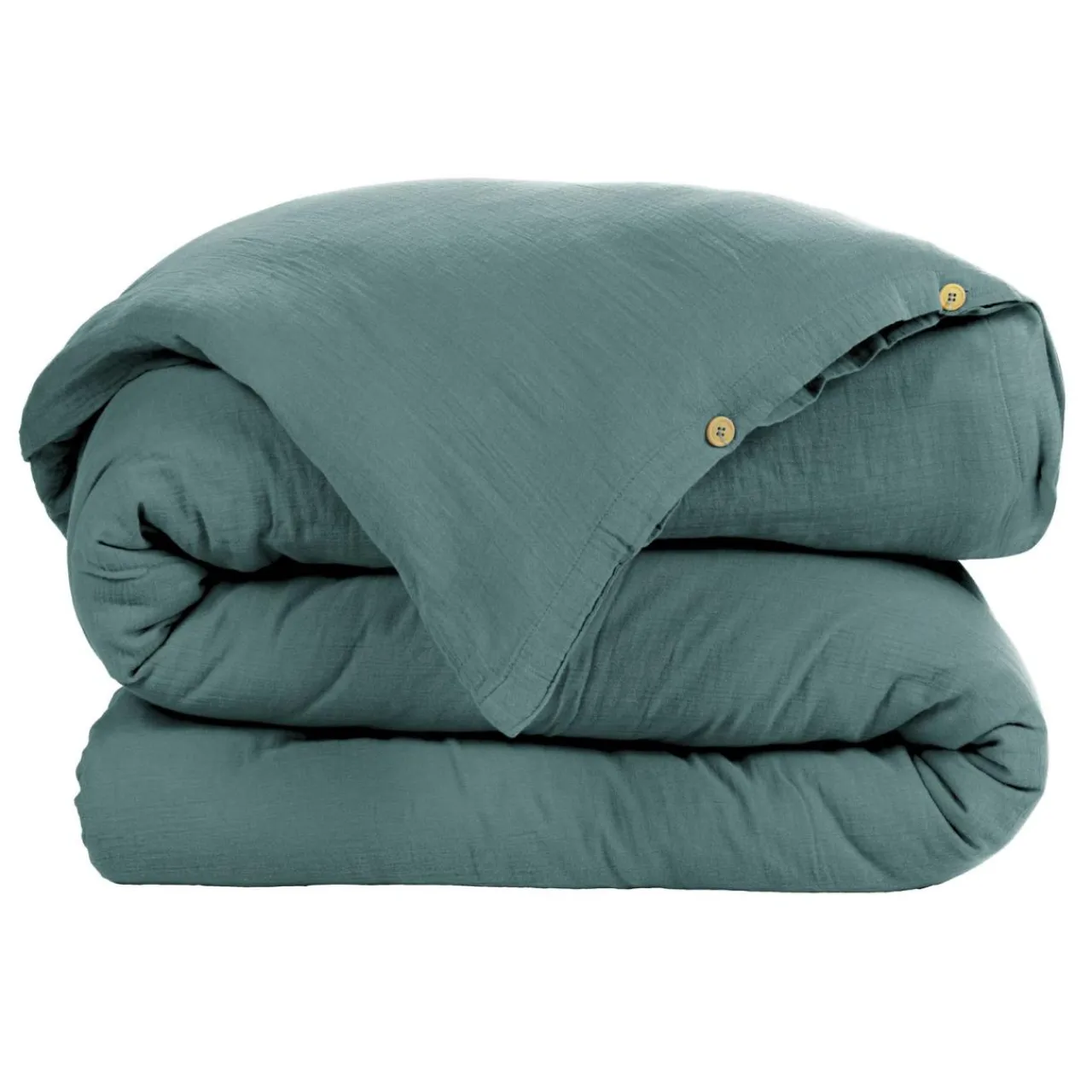 EMINZA Housse de couette gaze de coton (140 x 200 cm) Gaïa Bleu canard Outlet