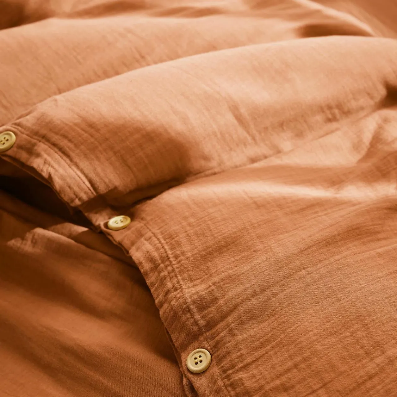 EMINZA Housse de couette gaze de coton (280 x 240 cm) Gaïa Abricot Outlet
