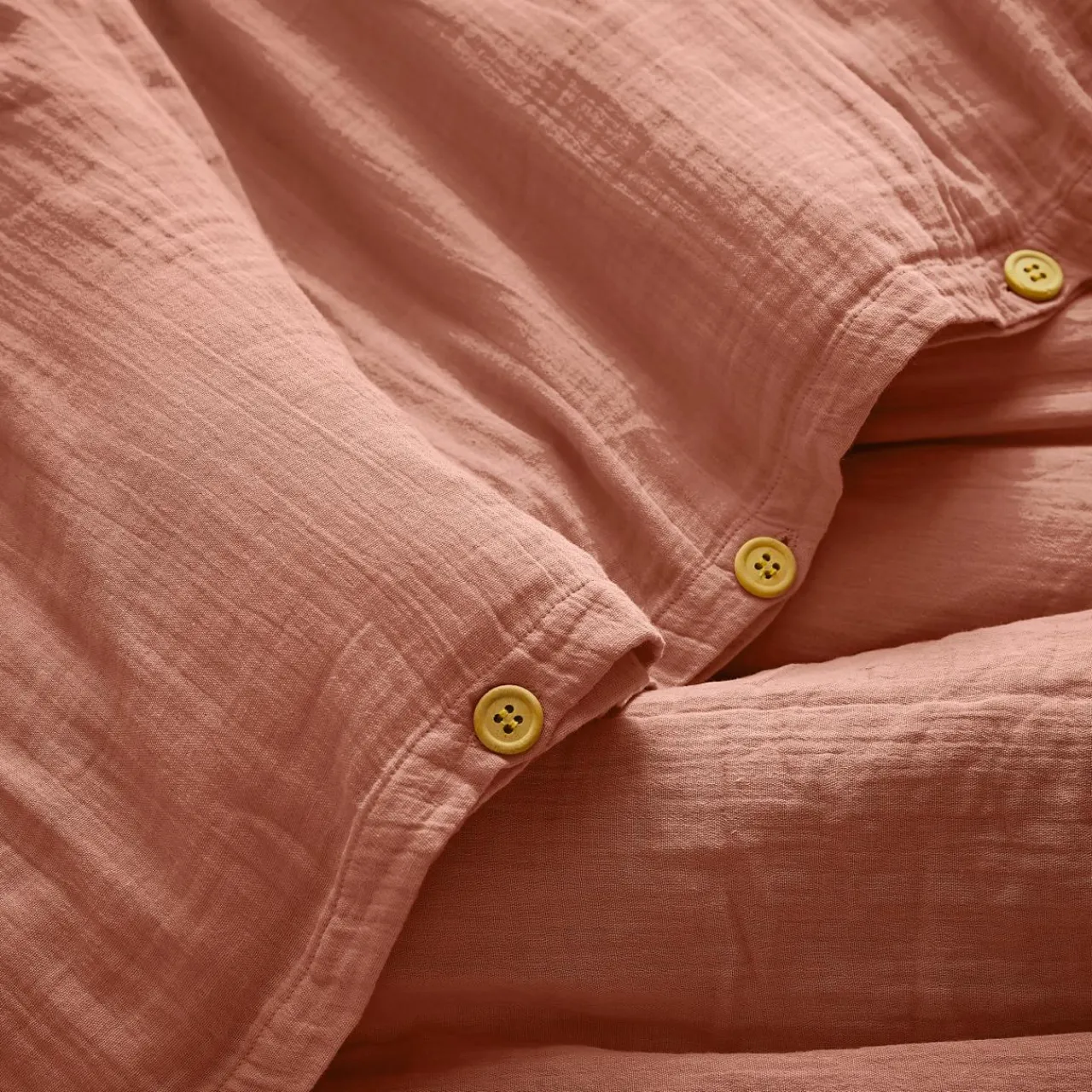 EMINZA Housse de couette gaze de coton (140 x 200 cm) Gaïa Rose Pêche Online