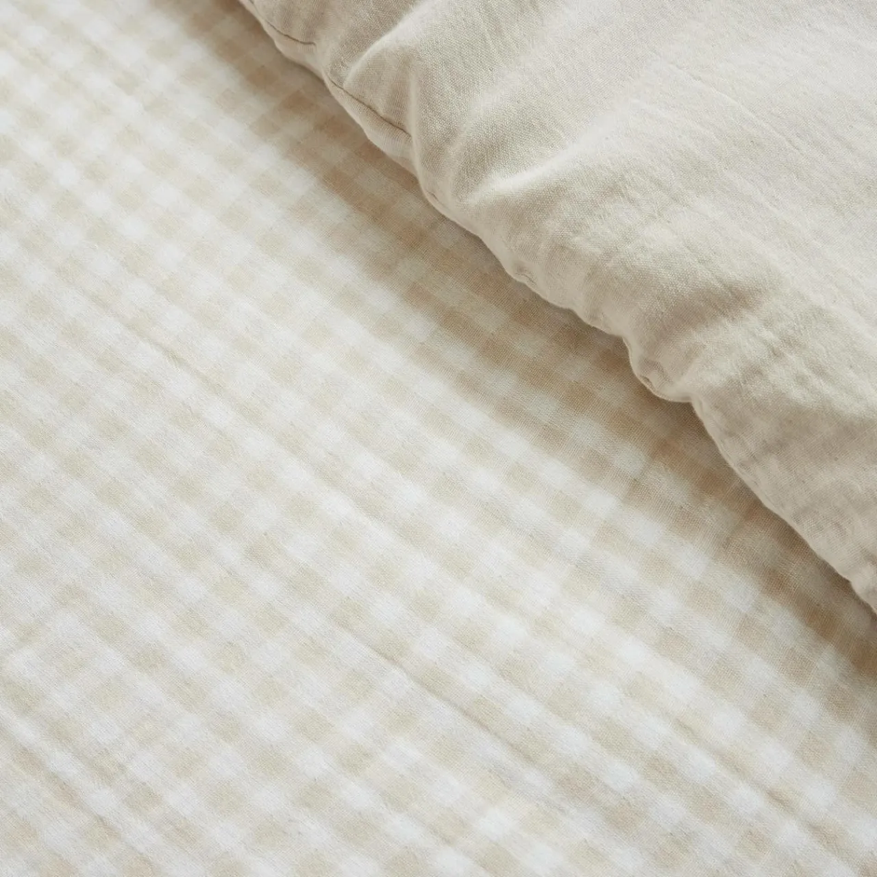 EMINZA Housse de couette gaze de coton (200 x 200 cm) Gaïa vichy Beige