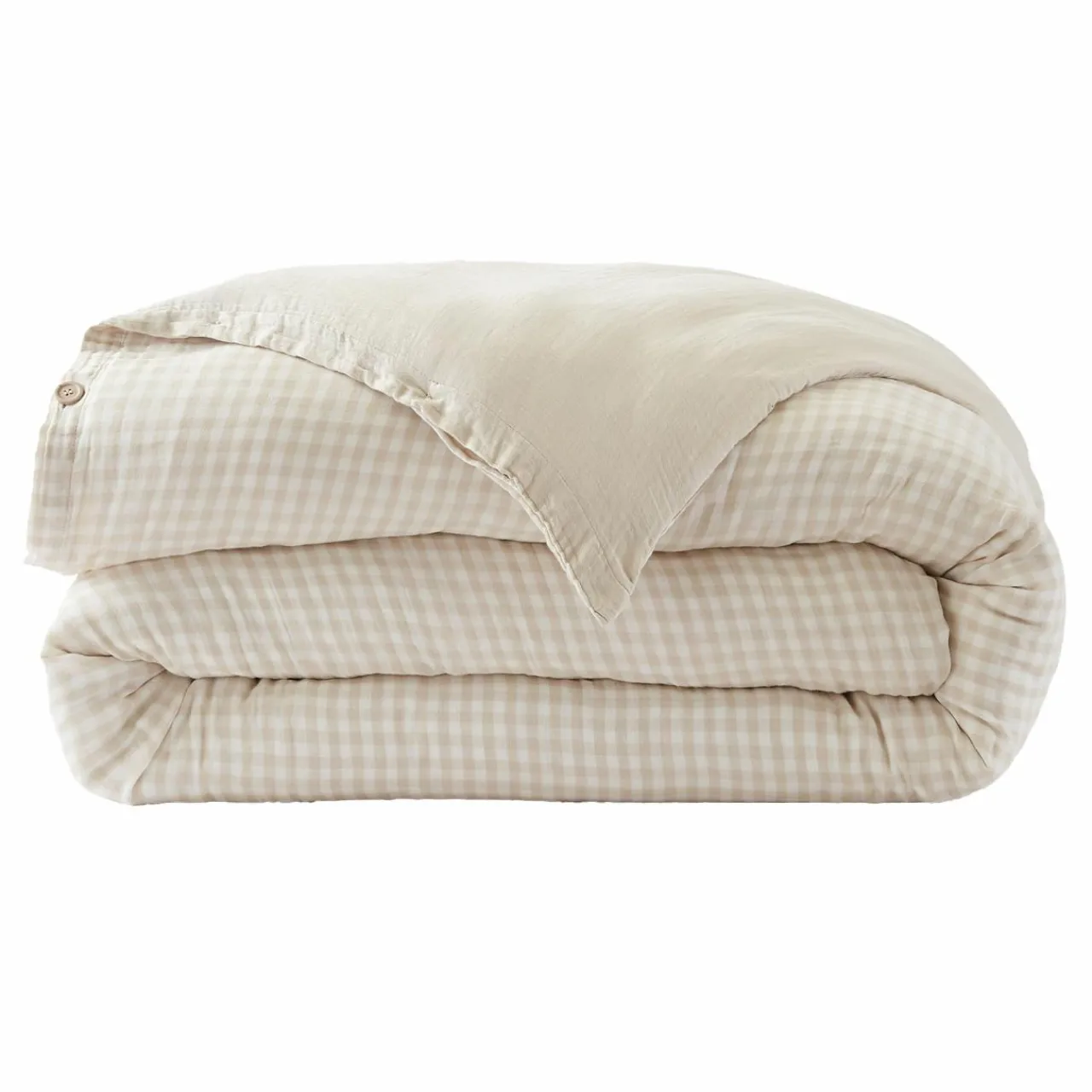 EMINZA Housse de couette gaze de coton (200 x 200 cm) Gaïa vichy Beige