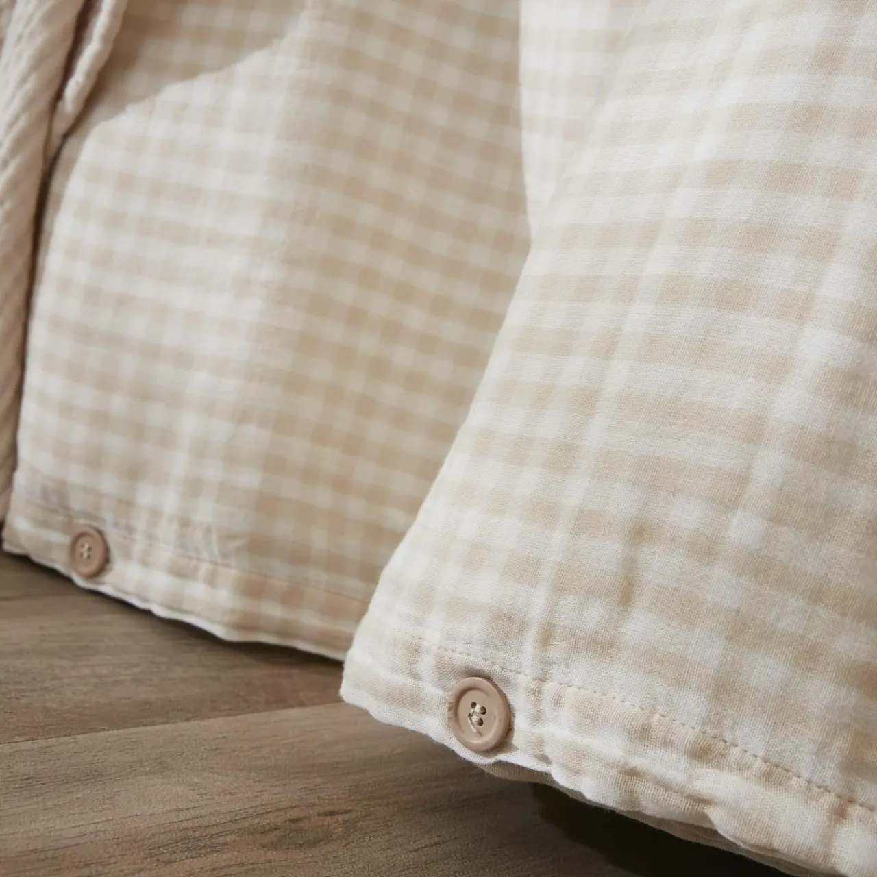 EMINZA Housse de couette gaze de coton (200 x 200 cm) Gaïa vichy Beige