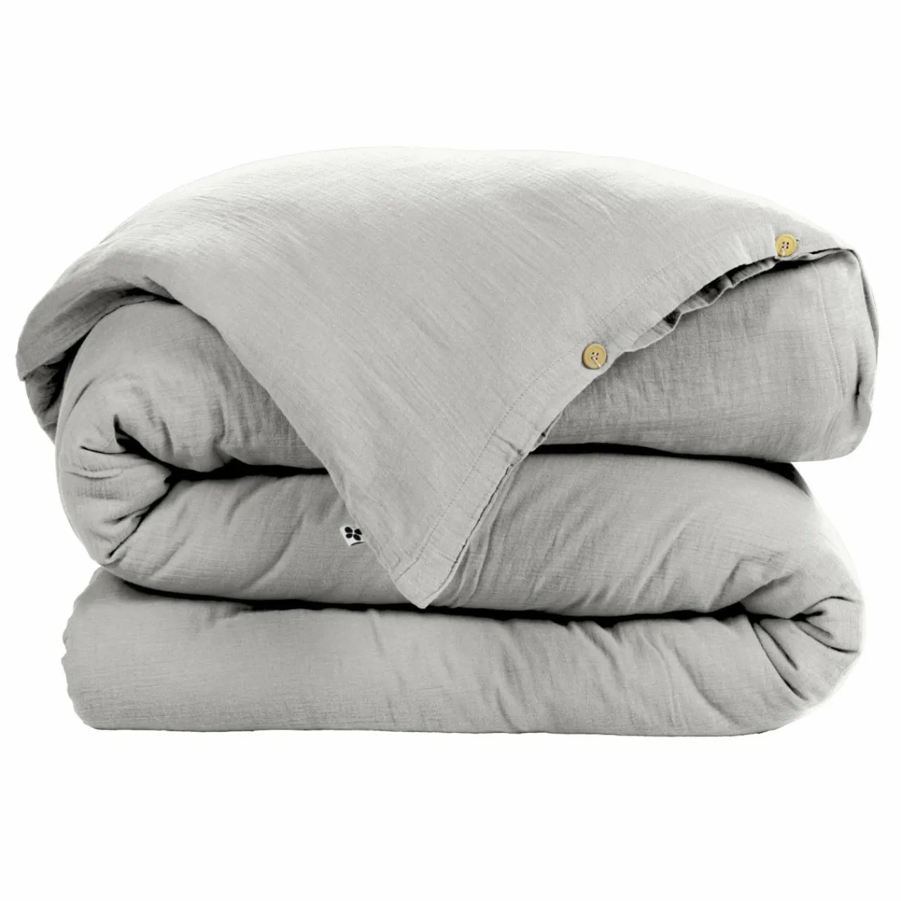 EMINZA Housse de couette gaze de coton (200 x 200 cm) Gaïa Gris nuage Gris clair