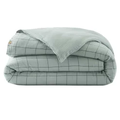 EMINZA Housse de couette gaze de coton (200 x 200 cm) Gaïa Match Vert Eucalyptus Outlet