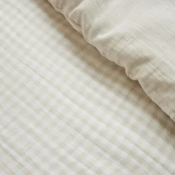 EMINZA Housse de couette gaze de coton (140 x 200 cm) Gaïa vichy Beige Discount