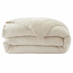 EMINZA Housse de couette gaze de coton (140 x 200 cm) Gaïa vichy Beige Discount