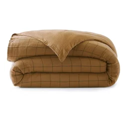 EMINZA Housse de couette gaze de coton (140 x 200 cm) Gaïa Match Camel New
